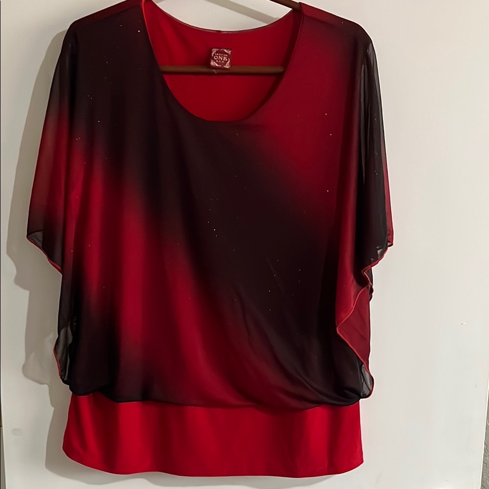 Elegant Red and Black Women's Top